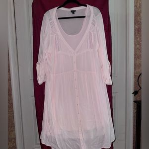 Torrid Rayon Pastel Pink Button Down Dress